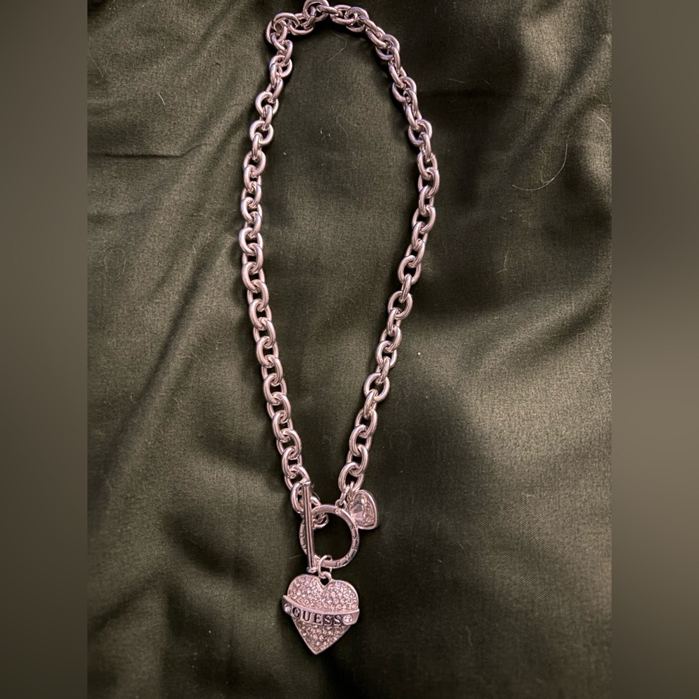 GUESS Silver Heart Charm necklace